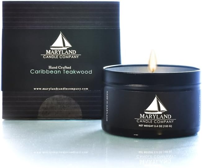 Maryland Candle Company, Black Edition Luxury Candle, Caribbean Teakwood - 5.4oz, Natural Soy Wax, Men's Candle, Recyclable Materials, Cotton Wicks, Made in USA