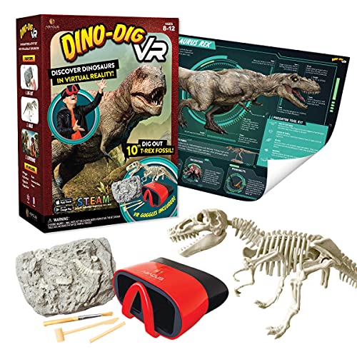 Abacus Brands Dino Dig VR Virtual Reality Kids Science Kit, Book and