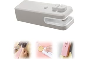 HILOST Mini Handleld Chip Bag Sealer,2 in 1 Rechargeable Mini Bag Sealer with Cutter And Magnet,Household Portable Small Vacuum Sealer for Plastic Bags,Snack Bags (Gray)