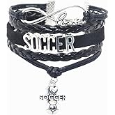 Vikitoriously Soccer Bracelet Infinity Love Soccer Charm Bracelet Jewelry For Women, Men, Adult Soccer Player Fans, Soccer lovers, Team Bulk