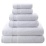 Super Absorbent and Soft Hotel & Spa Quality, 100% Genuine Cotton, 6 Piece Turkish Towel Set for Kitchen and Decorative Bathroom Sets Includes 2 Bath Towels 2 Hand Towels 2 Washcloths, Snow White
