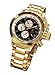 Konigswerk Mens Gold Bracelet Watch Black Dial Large Face Multifunction Day Date Reloj Dorado y Negro Wacht for Men