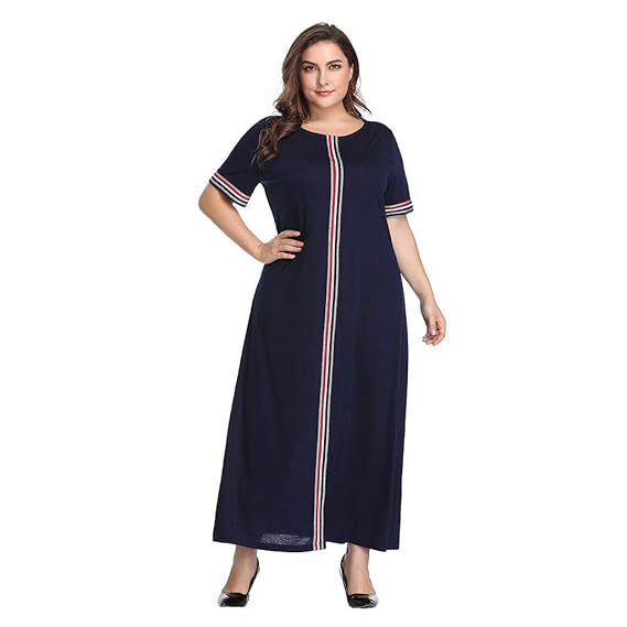 CUTUDE Damen Kleider Röcke Sommerkleider Plus Size Frauen Kurzarm Patchwork RundhalsausschnittKleid