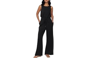 Trendy Queen Womens Jumpsuits Casual Dressy 2024 Jumpers Summer Outfits Sleeveless Wide Leg Rompers Overalls Fashion Clothes