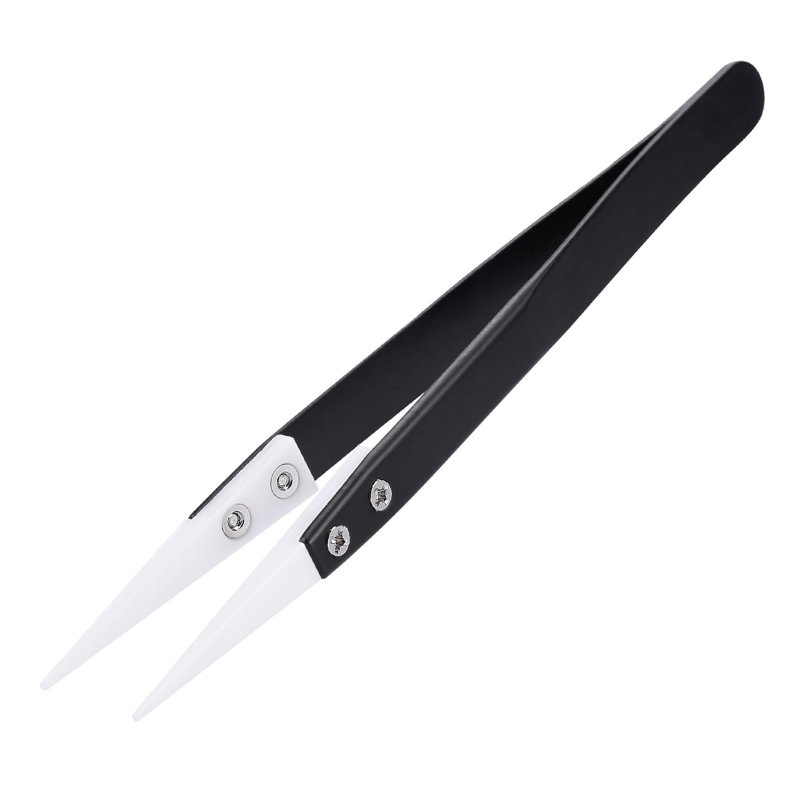MMOBIEL Ceramic Tips Soldering Tweezers Heat Resistant 1600c / 3000F Non-Conductive for Electronics Repairs, Jewellery, Computers, Laboratory Work etc.
