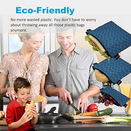 Reusable Sandwich Bags Snack Bags Set of 5 Pack, Dishwasher Safe