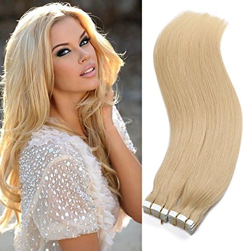 Tape in hair extensions human hair #613 Blond Color Seamless PU Skin Weft 100% Unprocessed Virgin Hair Double Side 100g 40pcs/set 24 Inch Silk Striaght for Black Women