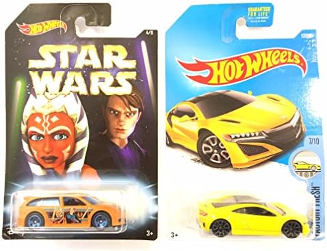 Hot Wheels "MASTER &amp; APPRENTICE" AUDACIOUS (ANAKIN SKYWALKER &amp; AHSOKA TANO) &amp; BONUS: Hot Wheels 2017 Factory Fresh '17 Acura NSX 127/365, Yellow