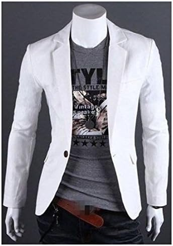 1X Fashion Men's Clothing Casual Slim Fit One Button Suit Blazer Coat Jacket Top Color:White Size (Men's):L