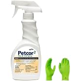 Petcor Pet Flea &amp; Tick Spray - Easy-use Spray - Kill Ticks, lice, Fleas, and Mosquitoes on Dogs, Cats, Puppies, and Kittens | USA Supply Gloves | USA Supply Pest Identification Card