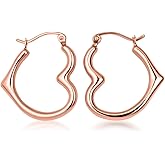 Claddagh Gold 14K Gold Sideways Heart Hoop Earrings Available in Yellow or Rose Gold