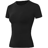 Moozava Women's Compression Shirt Short Sleeve Workout Tops Athletic T-Shirts Base Layer for Gym Running Yoga Sports
