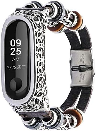 Barthylomo Xiaomi Mi Band 3 Leather Wristband Band + Metal Case Watch Replacement Band Watch Bracelet Watches Accessories