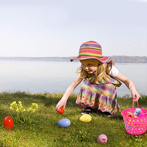 12 Pack Easter Eggs Baskets for Kids,9.4"Plastic Bucket filled with Grass Easter Theme Party Favors - Thumbnail 5