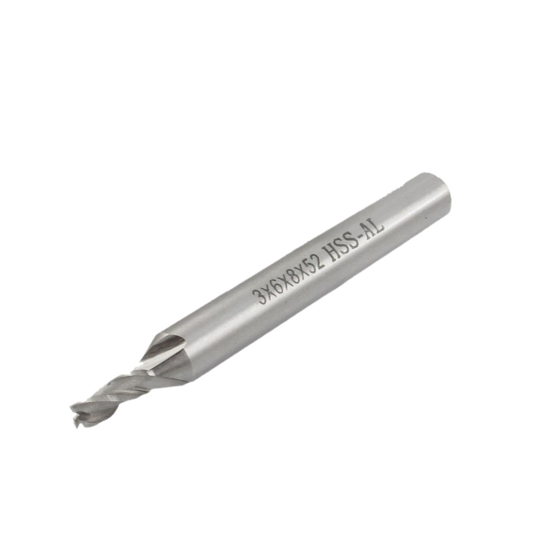 sourcingmap 3x6x8x52mm 3 Flutes HSS High Speed Steel End Mill Milling Cutter Tool