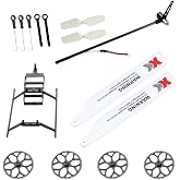 KingVal Complete Spare Parts Combo Kit Compatible with WLtoys XK K110 K110S RC Helicopter - Includes Landing Gear, Main Propeller Blades, Main Gears, Servo Linkage Pull Rods &amp; Tail Assembly Set