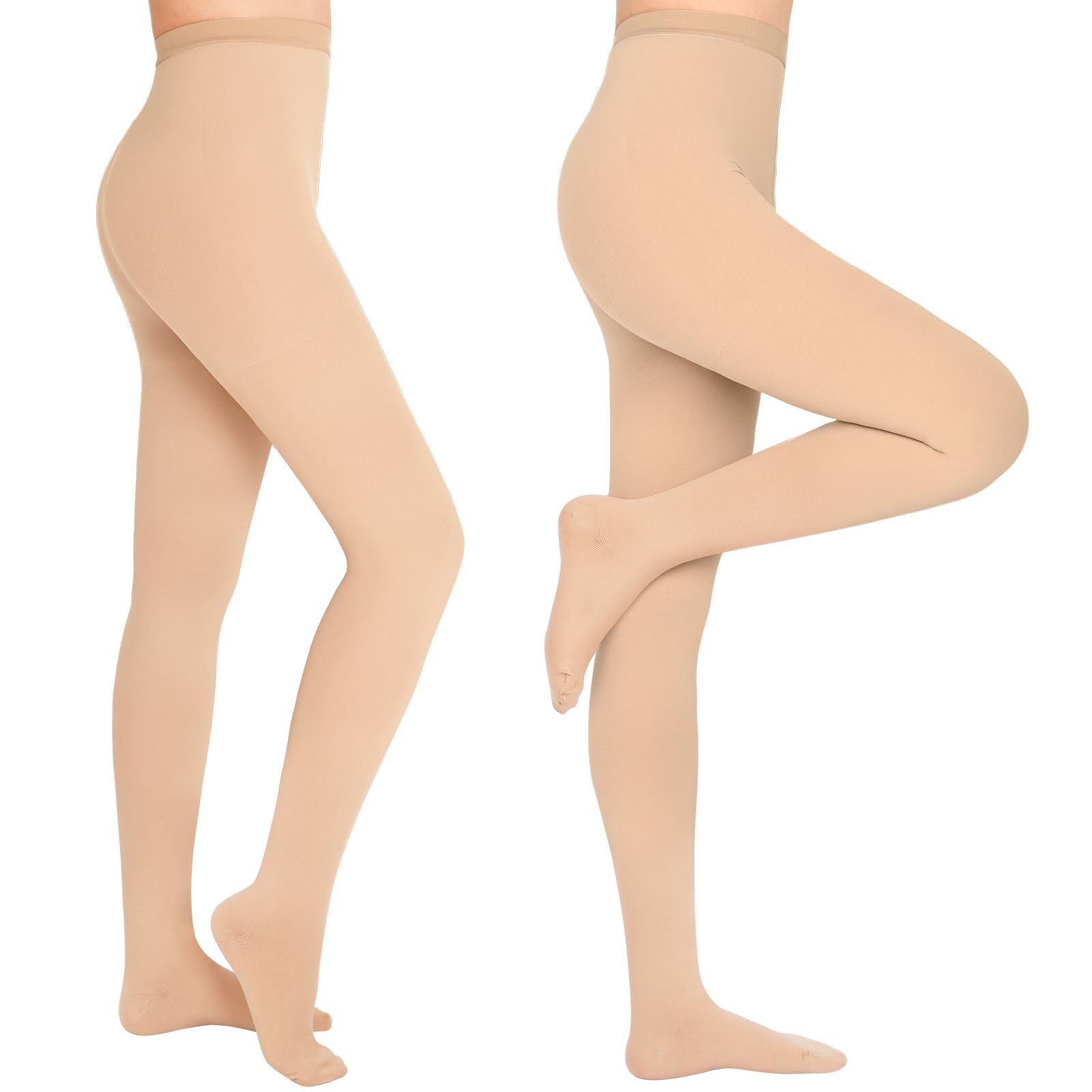 Photo 1 of WEGITCS 2 Pairs 15-20 mmHg Compression Pantyhose, Closed Toe Compression Stockings for Women, Waist High Opaque Compression Tights for Varicose Veins, Swelling, Doctor, Teacher(Beige, XXL)