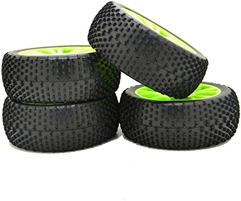 4PCS 1/8 Off-Road RC Car Buggy w/ Foam Inserts 17mm Hub Wheel Rim &amp; Tires Green