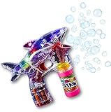 Play Kreative SHARK Light Up Bubble Gun Blaster Toy – Flashing Led Lights, Battery Operated Bubble Machine - For Kids, Boys, Girls, Playing, Outdoors, Indoors, Fun Activities & Party Favors