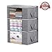 Storage Bag Organizers,Clothing Organizer Bags, Foldable Storage Zipper Bag Large Durable Closet Storage Boxes Case Container for Dresses Quilt Season Items Storage (Grey+3 Piece)