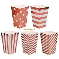 40pcs Popcorn Boxes Rose Gold Popcorn Favor Boxes Open-Top for Birthday, Bridal Baby Shower, Carnival/Movie/Fiesta, Dessert Tables Wedding Party Supplies- 4.52 x 2.75 x 1.96Inches