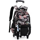 VIDOSCLA Graffiti Rolling Backpack Trolley BookBag Kids Wheeled Schoolbag | Roller Bookbag Carry-on,Outdoor Travel Knapsack,Backpack for Teen Boys,Children's Rolling Schoolbag 2-Wheels