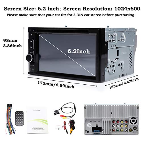 Double 2 Din Car Stereo 6.2" Touchscreen with Rear View Parking Camera for Ford F150 F250 F350 F450 F550 2004-2016 Support Bluetooth Mirror Link Steering Wheel Control DVD CD Player USB TF Card