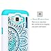 Core Prime Case, Elegant Choise Slim Dual Layer Armor Studded Rhinestone Bling Phone Case Cover with Flower Pattern for Samsung Galaxy Core Prime / Prevail LTE G360 (White+Mint)