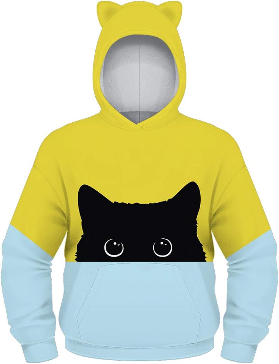 Cool Cat Head Hoodie Cat Ear Hoodies Sweatshirts Streetwear 2021 Women