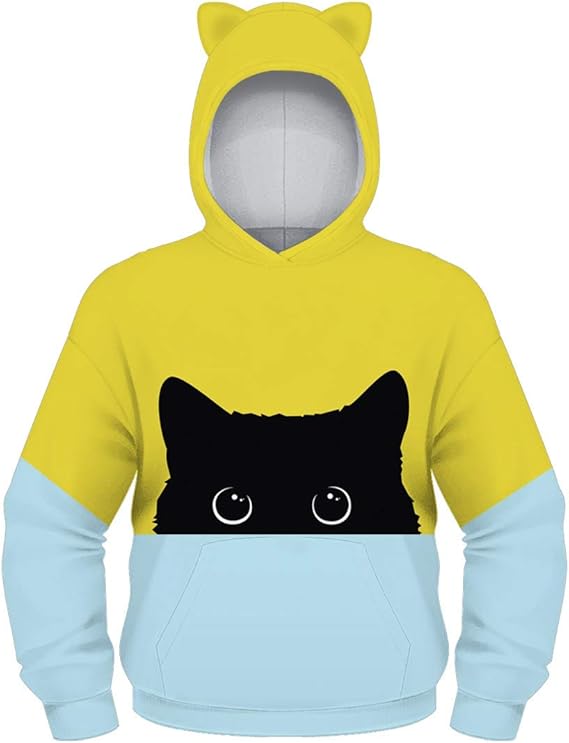 Cool Cat Head Hoodie Cat Ear Hoodies Sweatshirts Streetwear 2021 Women
