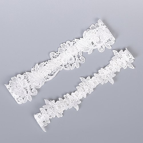 White Lace Garter Set Wedding Garters for Bride Bridal Garter Plus Size for Prom
