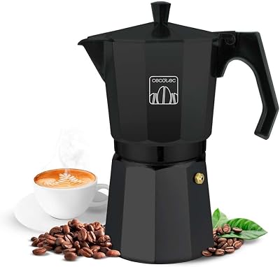 Cafetera italiana Cumbia Mokclassic 600 Black, 300ml, De aluminio con capacidad para 6 tazas de café en color negro, apta para todo tipo de cocinas y fácil de limpiar