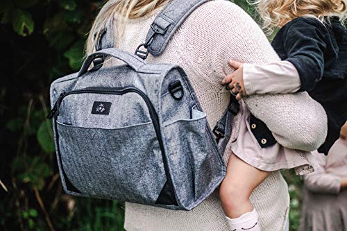 JuJuBe Multi Functional Diaper Backpack | Diaper Bag to Messenger Bag with Changing Pad | Classical Convertible | Graphite, One Size - Thumbnail 4
