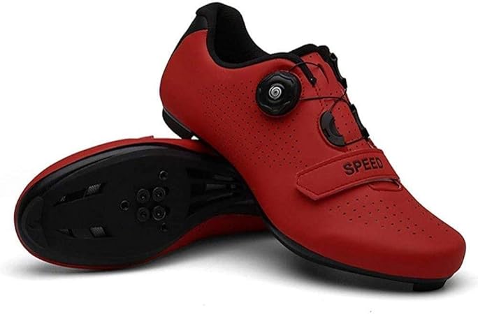red cycling shoes