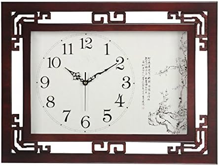Imoerjia Large Square Creative Chinese Wall Table, Wooden Wall Clock Living Room Quartz Watches Mute Clock,G