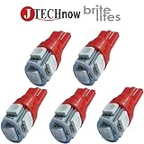 Jtech 5x 194 168 2825 T10 5-SMD Red LED Car Lights Bulb