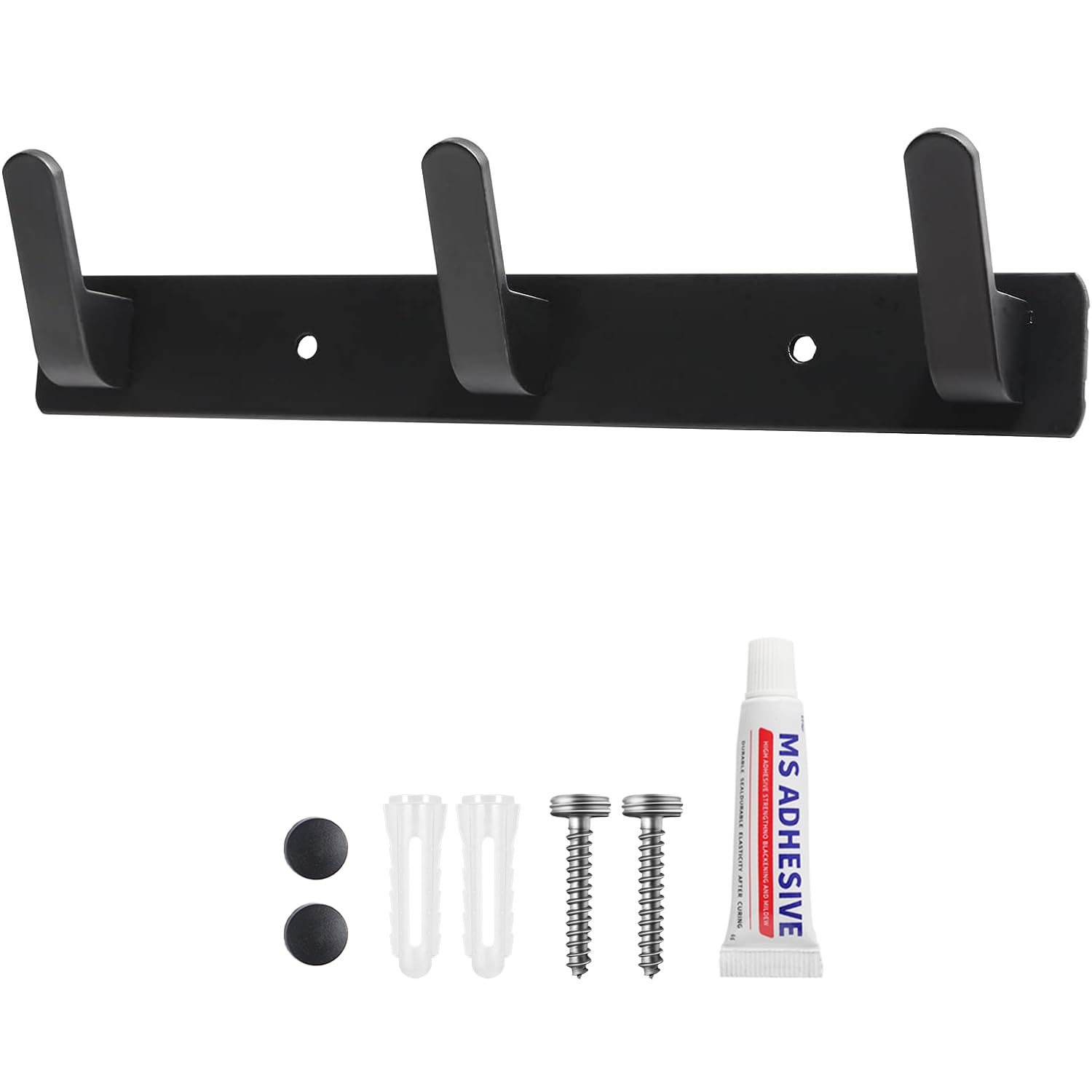 Sevenpers Wall Mounted Coat Rack with 3 Hooks - Heavy Duty, Black Coat Hangers for Hanging Clothes, Coats, Hats, Towels, Bags, Robes, Purses — image 1