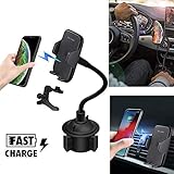 Merfinova Fast Wireless Phone Cup Holder Car Charger, Universally Adjustable Car Phone Mount Wireless Charger Compatible with iPhone 8 X Xr Xs Max Samsung Galaxy S9 S8 (Wireless Charger Holder)