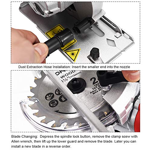 Goplus Circular Saw, 5.8 Amp 705W (Equivalent 7.5A 900W) 4500RPM Mini