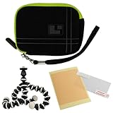 SumacLife Microfiber Bubble Sleeve Case for Bell+Howell Splash WP10 Waterproof Digital Cameras + Mini Tripod + Screen Protector (Green)