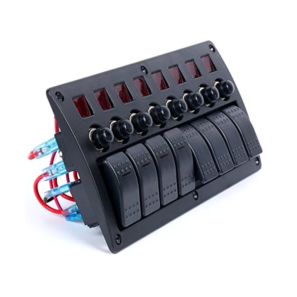 Amarine-made-8-Gang-Red-LED-Indicators-Rocker-Circuit-Breaker-Waterproof-Marine-Boat-Rv-Switch-Panel-PN-CB8-R