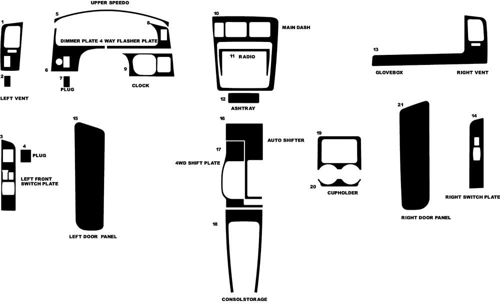 Rvinyl Rdash Dash Kit Decal Trim for Toyota Tacoma 1998-2000 - Carbon Fiber 4D (Silver)