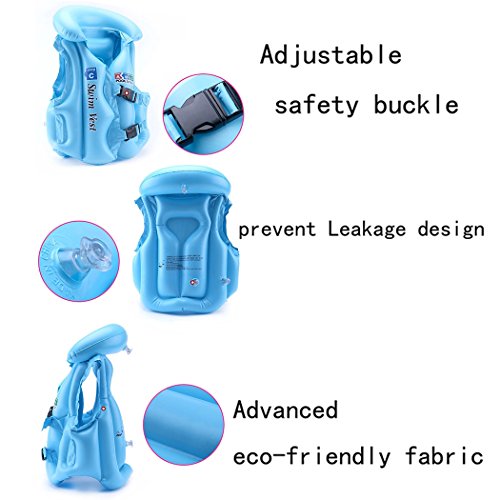 Children Float Swimming Aid Swim Vest Learn-to Swim Life Jacket Buoyancy Aid Vest for Kids (Medium, Blue)