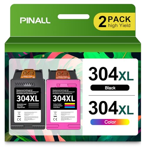 PINALL 304 XL für HP 304 XL druckerpatronen für HP Deskjet 3760 2620 2625 2630 2635 2655 Envy 5010 5020 5030 5032 (2-Pack)