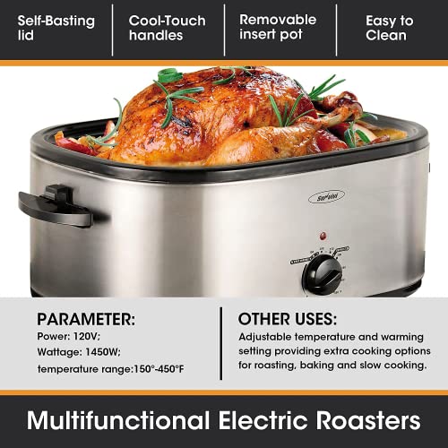 22lb 18Quart Roaster Oven with SelfBasting Lid, Sunvivi electric
