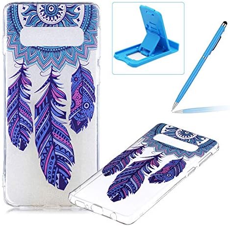 Rubber Case for Samsung Galaxy S10 Plus,Herzzer Premium Stylish [Blue Dreamcatcher Printed] Scratch Resistant Ultra Thin Soft Gel Silicone Transparent Clear Crystal Slim Fit TPU Back Cover