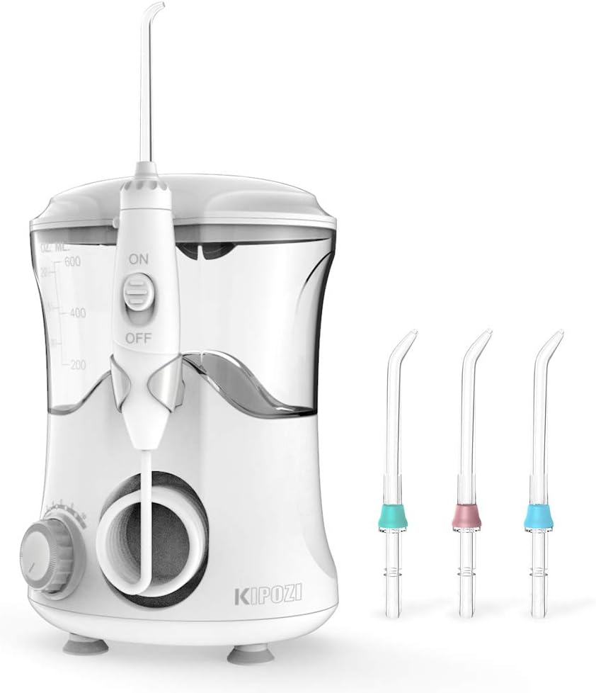 Water Flosser 600ml Capacity Dental Flosser 10 Adjustable Pressure Oral Irrigator with 3 Min Timer,70db Quiet Design 4 Jet Tips Gum Flosser For Adults & Kids