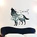 YIUHART Wolf Moon Wall Stickers DIY Animal Wall Decal for Kids Rooms Living Room Bedroom Bathroom Home Decor