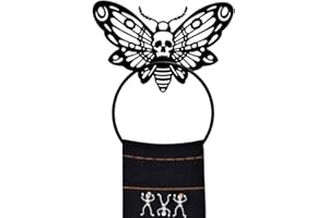 MAYJOYDIY Death Head Moth Metal Towel Ring Halloween Skeleton Insects Towel Holder Bath Towel Ring Black Art Towel Rack for Bathroom Kitchen Towel Hanger Home Decors Gift