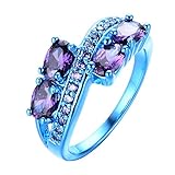 Bamos Jewelry Lab Purple Stone Cubic Zirconia Engagement Promise Party Blue Gold Plated Womens Ring Size 5-11